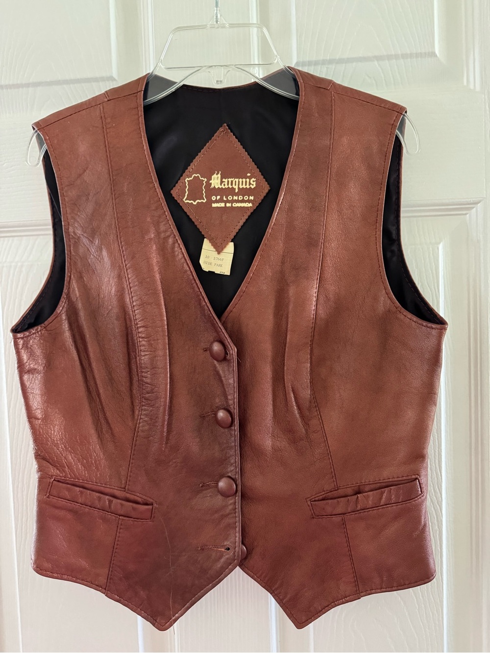 Marquise Rich Brown Leather Button Vest